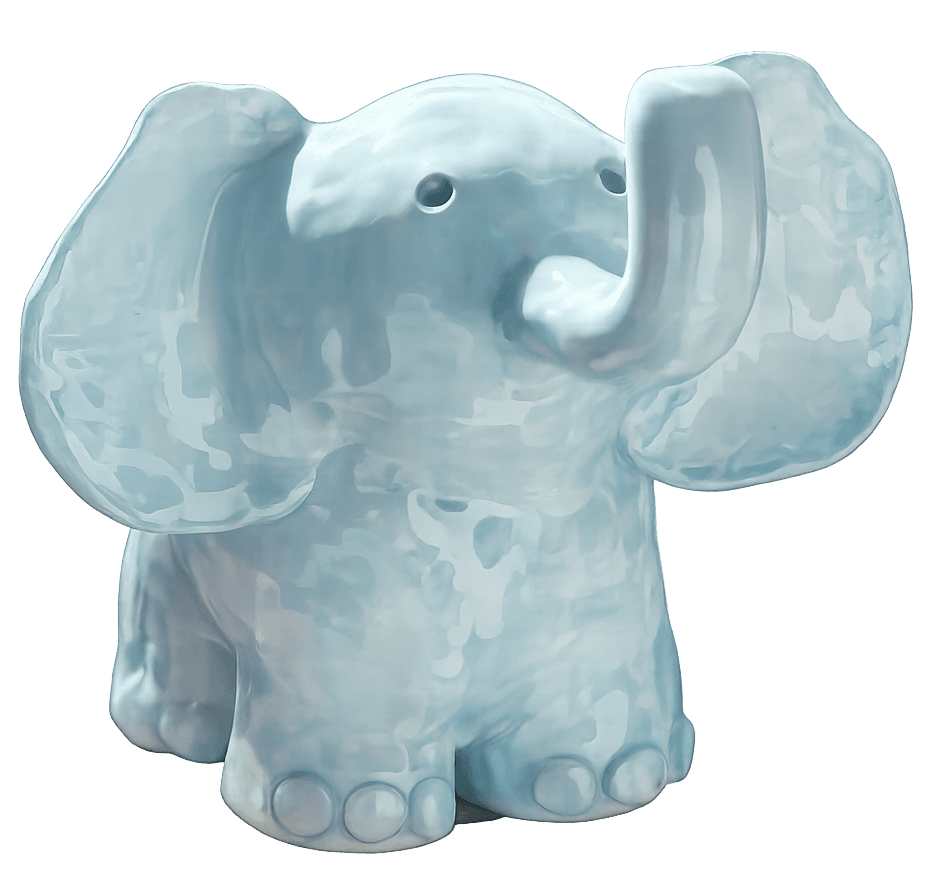 Elefante de cerámica esmaltado en azul